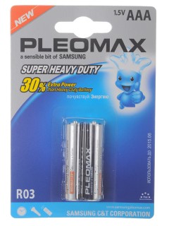 Элемент питания Samsung Pleomax R03-2BL (286-ААА) солевые 2 шт.