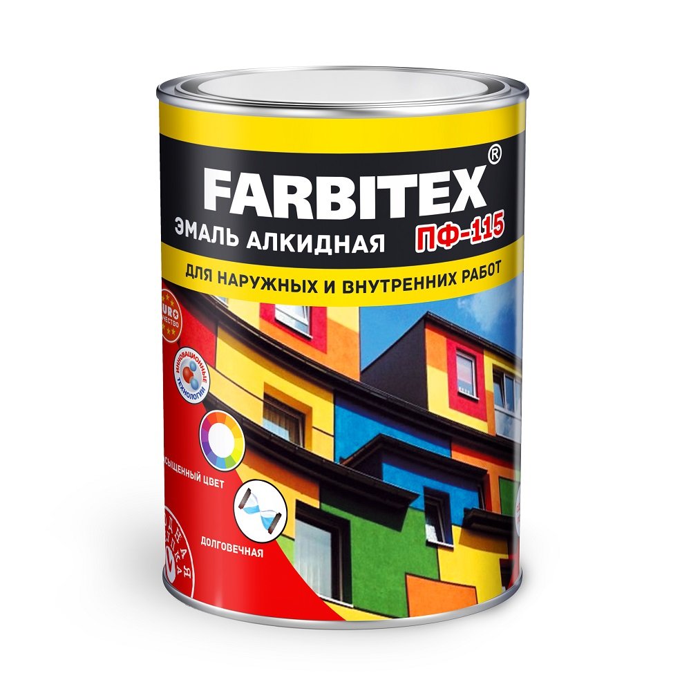 Эмаль ПФ-115 темно-серая 0,8 кг FARBITEX