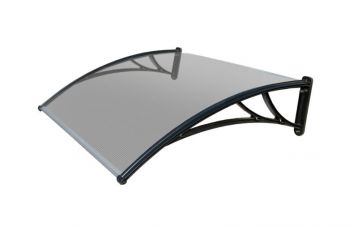 Козырек FARACS пластик. прозрачный 1500*1000мм (Кроншт. Черный - Поликарбонат Прозрачный)