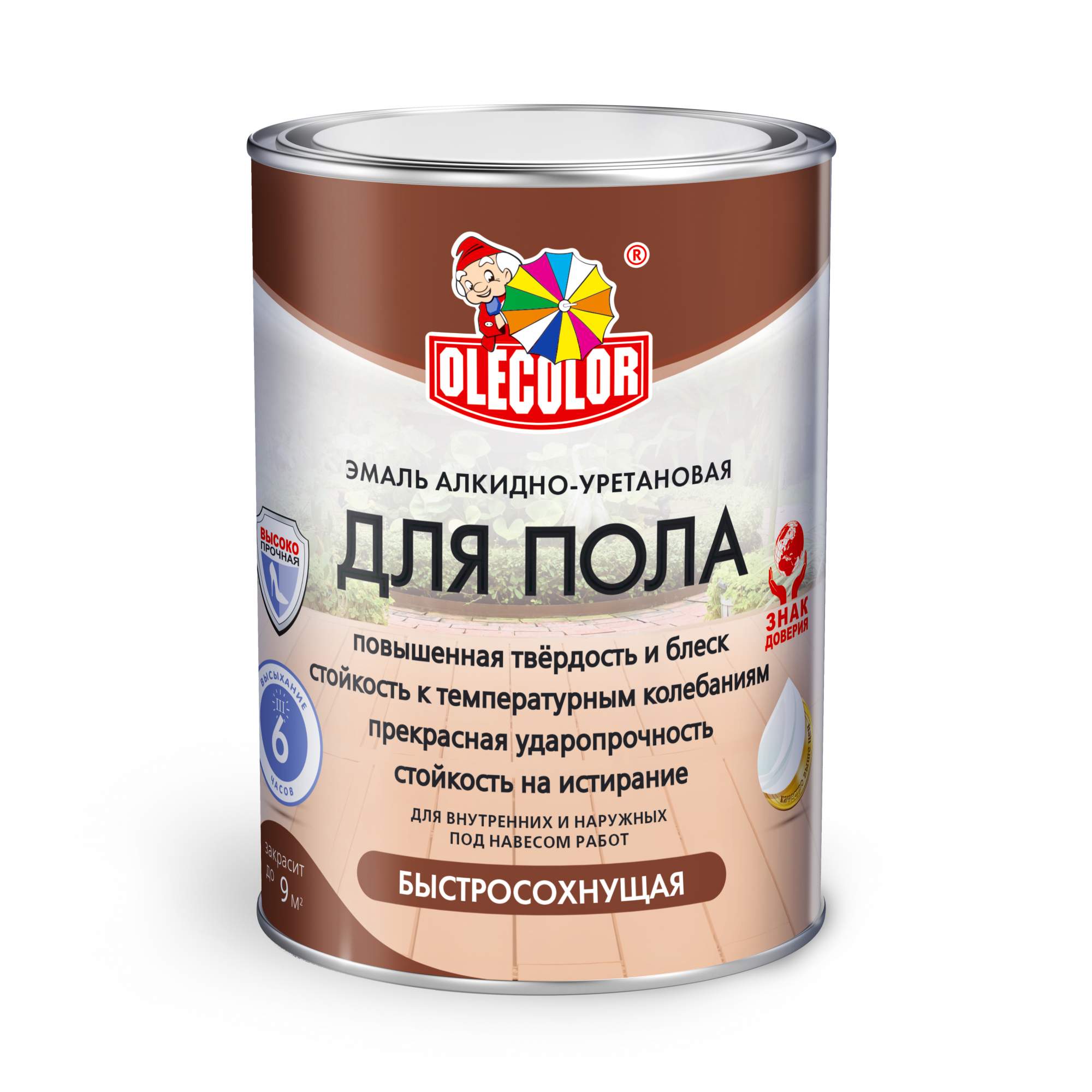 Эмаль для пола алкидно-уретановая быстросохнущая золотистая 1,8 кг OLECOLOR