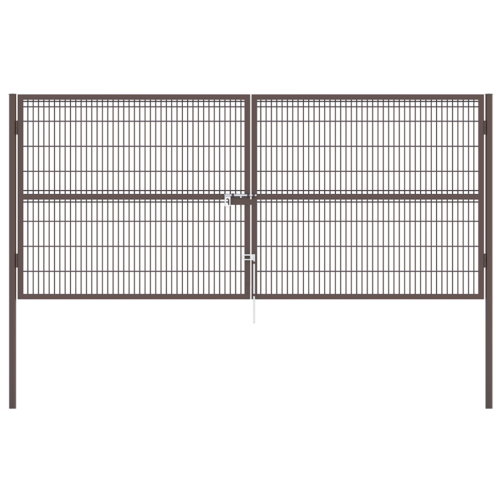 Ворота со сварной сеткой Н 1,5 м L 3,0 м / ППК / 8017 коричневый, столб в комплекте 2шт.