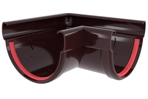 Угол желоба 90 град. Дизайн 135 шоколадный RAL 8017 Grand Line