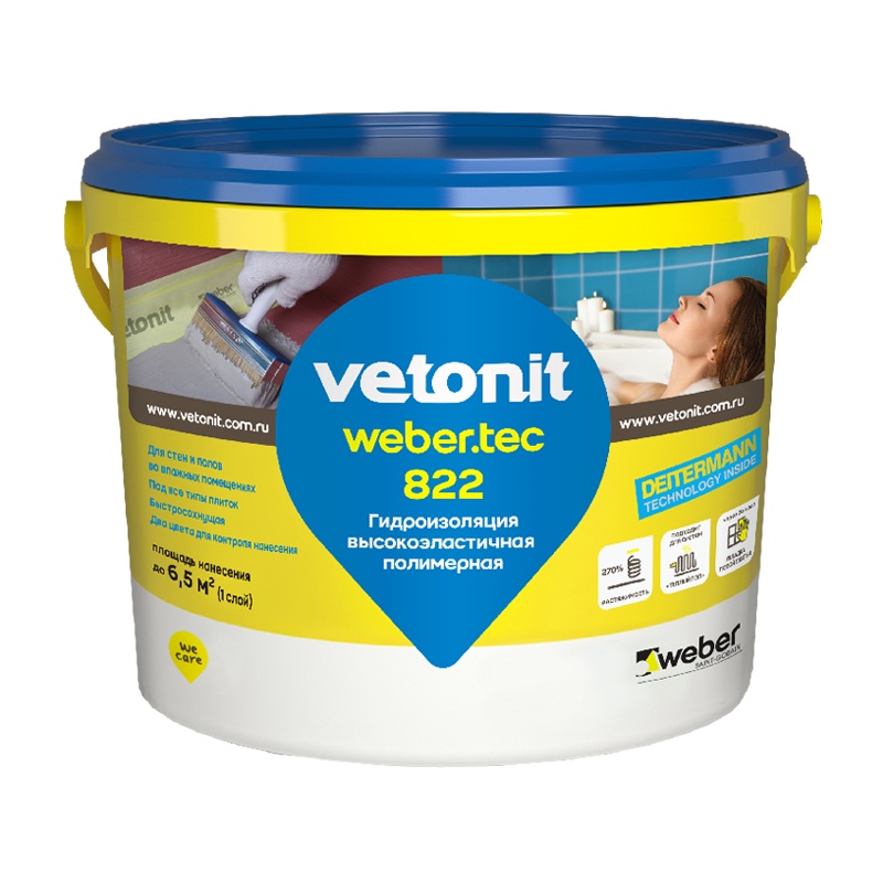 Смесь ТЕК 822 всокоэластичная гидроизоляция готовая 4 кг ВЕТОНИТ