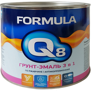 Грунт эмаль по ржавчине зеленая 1,9кг 3 в 1 "FORMULA Q8"