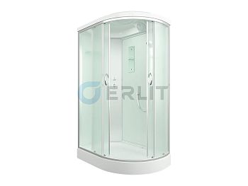 Душ кабина Erlit 120*80*215 арт.ER3512PL-C3 (L)матовое стекло  низкий поддон тропич душ, ручной душ АКЦИЯ