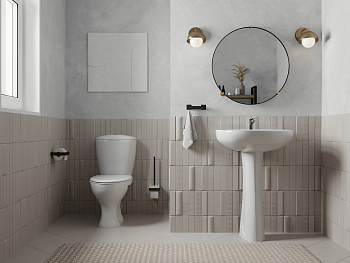 Компакт - унитаз Версия кос. выпуск с кноп. арматурой и сиденьем СПК арт.1.P401.5.S00.00B.F 