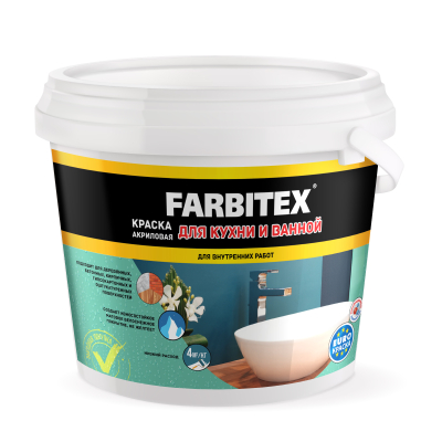 Краска акриловая для кухни и ванной FARBITEX 1,1 кг
