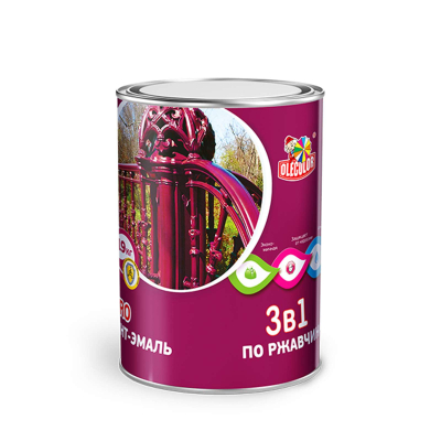 Грунт эмаль по ржавчине зеленый 0,9кг OLECOLOR