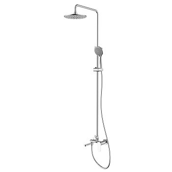 Душевая система Azario FLORIDA ROUND с круглым тропическим душем, поворотным изливом, хром