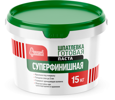 Шпатлевка готовая СУПЕРФИНИШНАЯ паста (под покраску, суперластичная) 15кг Старатели
