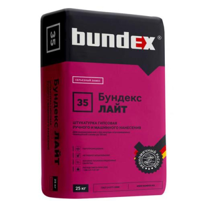 Штукатурка гипсовая бело-бежевая 25 кг (48 шт) Бундекс-Лайт