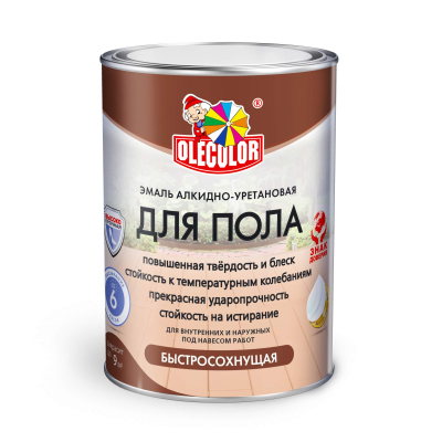 Эмаль для пола алкидно-уретановая быстросохнущая желто-коричневая 0,8 кг OLECOLOR